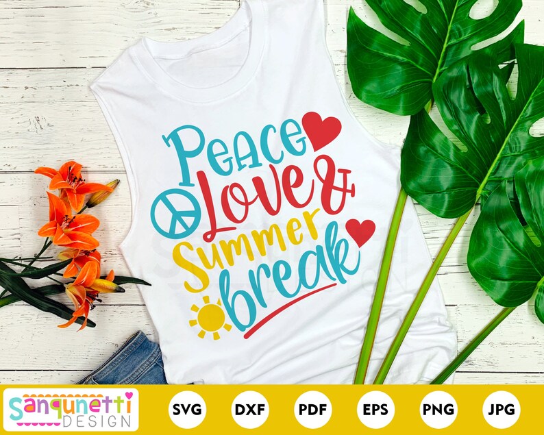 Download Peace Love Summer Break SVG school cutting file summer | Etsy