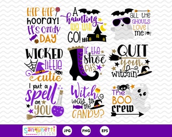 Clipart e scritte di Halloween, grafica di fantasmi e streghe