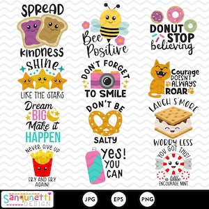 Niedliche Positivität Clipart, inspirierende Clipart, Wortspiel Clipart, lustige digitale Kunst