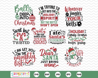Lustige und sarkastische Weihnachtscliparts, lustige Weihnachten SVG Bundle, snarky digitale Kunst sofortiger Download