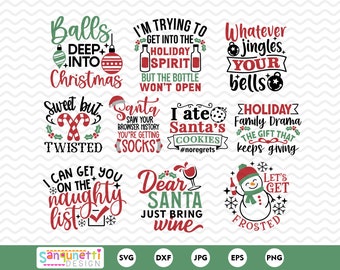 Funny and sarcastic Christmas clipart, Funny Christmas SVG bundle, snarky digital art instant download