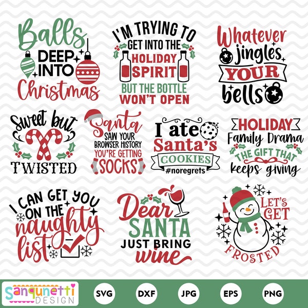 Funny and sarcastic Christmas clipart, Funny Christmas SVG bundle, snarky digital art instant download