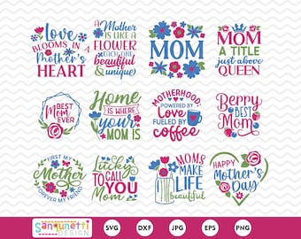 Mother's Day SVG Bundle, Mother's Day Clipart, Mom Bundle