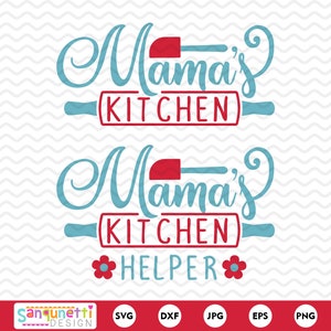 Mama's Kitchen y ayudante SVG, mamá y yo svg, archivo de corte de cocina y horneado, silueta y cricut