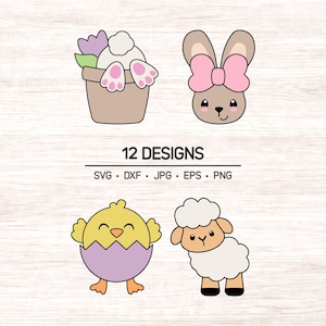 Cute Easter SVG and clipart bundle, Chunky Easter graphics