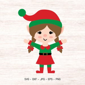 Cute Girl Elf SVG, Christmas Cutting File (Digital Download)