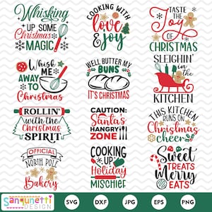 Cocina de Navidad SVG, imágenes prediseñadas de cocina de Navidad, paquete de horneado de Navidad