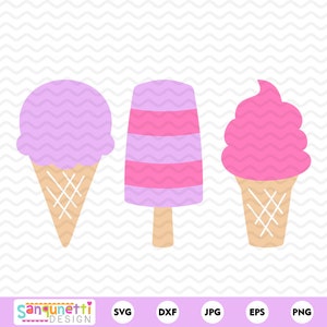Ice Cream trio SVG, summer ice cream cone cutting file for silhouette or cricut