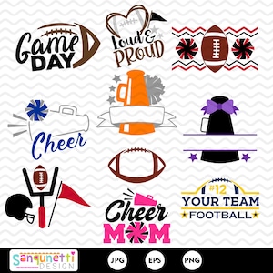 Football and Cheer clipart, football digital art, cheerleading download, school spirit clip art, instant download