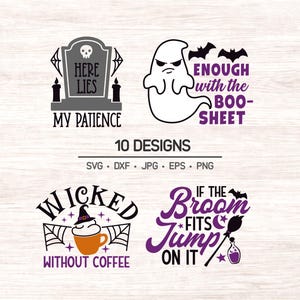 Funny Halloween Clipart SVG Bundle: Sarcastic Witch Graphics (Instant Download)