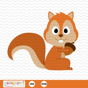 Squirrel woodland clipart with acorn graphic