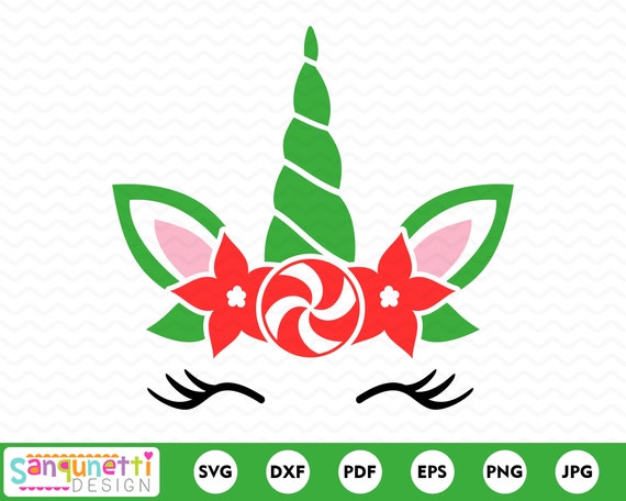 Download Free Christmas Unicorn Face Svg File Unicorn With Eyelashes For Etsy SVG DXF Cut File