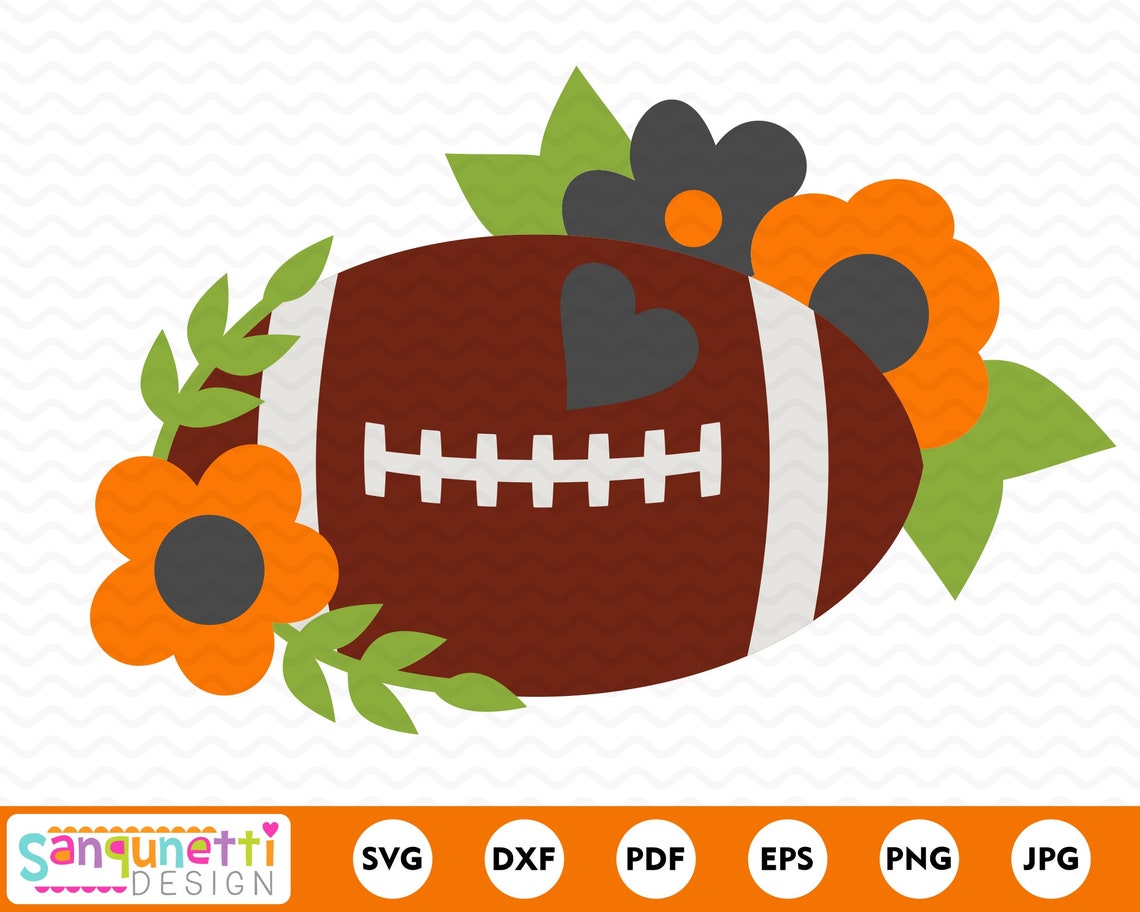 Football With Flowers SVG Sport Team Cutting Files Etsy