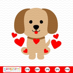 Puppy Love Valentine SVG, dog clipart, love SVG, Valentine&#39;s Day Clipart, png jpg dxf cricut and silhouette