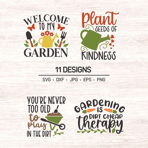 Gardening Clipart & SVG  Bundle, Garden and plant quotes digital download