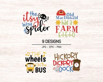 Nursery Rhyme Clipart, storybook and fairytale digital art