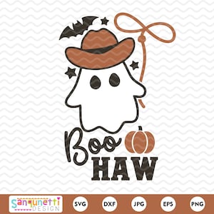 Boo-Haw Cowboy Ghost SVG - Diseño digital occidental de Halloween para manualidades, camisas y decoración de bricolaje
