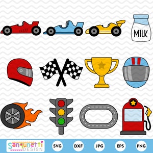 Leuke Racing SVG en clipart bundel, Chunky Race Car graphics