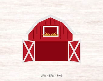 Open Barn clipart, farm digital art instant download