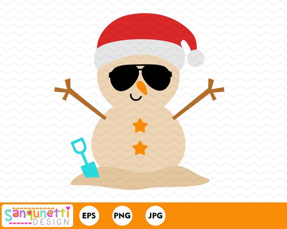 Beach Christmas Snowman Clipart Summer Snowman Graphic - Etsy