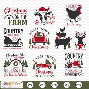 Country Christmas SVG Bundle, Farmhouse Christmas SVG and clipart