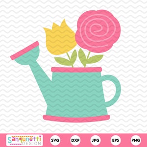 Arrosoir svg, fichier de coupe floral printanier, fichier de coupe de jardinage, silhouette ou cricut