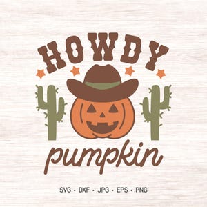 Howdy Pumpkin Western Halloween SVG and PNG - Cowboy Halloween digital Design