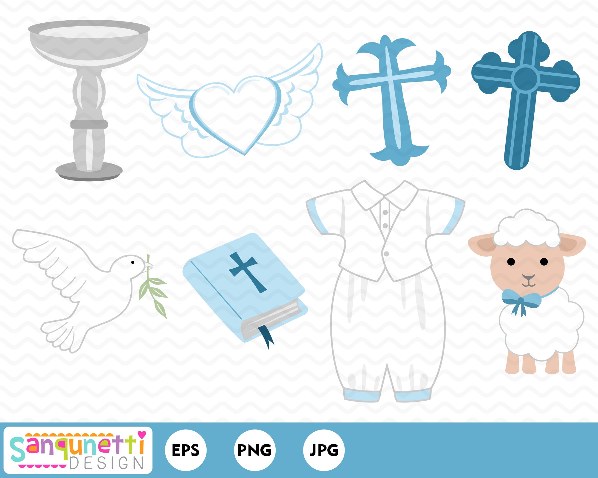 Boy Baptism Christian Clipart Religious Digital Art Instant Etsy