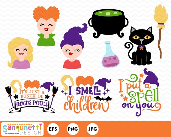 Hocus Pocus graphics & lettering Clipart Halloween digital | Etsy