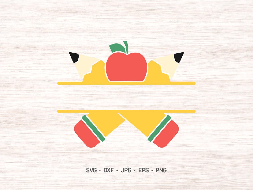 Fall Split Name Frame Back to School Split Name Frame SVG, Pencil Apple Design - Etsy