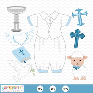 Boy Baptism Christian clipart, Religious digital art instant download