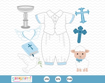 Boy Baptism Christian clipart, Religious digital art instant download