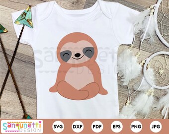 Sitting sloth SVG, cute sloth cutting file, vector sloth digital art, silhouette and cricut