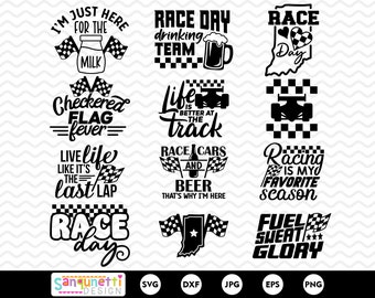 Ensemble de courses SVG, conceptions de voiture de course SVG et PNG
