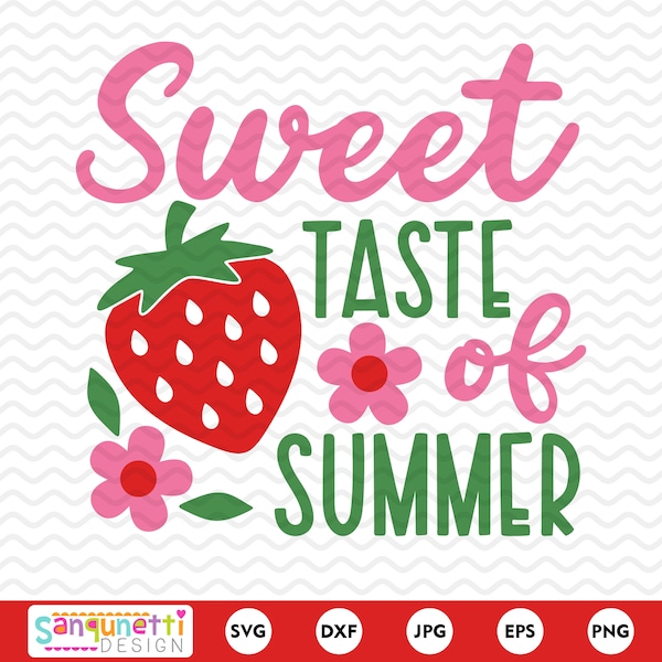 Sweet taste of summer strawberry SVG design, Summer fruit SVG and PNG