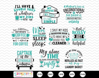Sarcastic Mom SVG Bundle: Funny Mom Clipart (Digital Files)