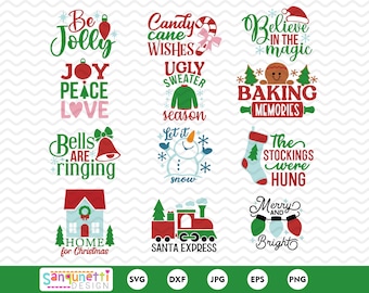 Festive Christmas Titles and Sayings SVG and clipart Bundle for Holiday Crafting