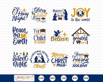 Christian Christmas SVG Bundle | Nativity Quotes | Religious Christmas Cut Files
