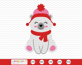 Polar Bear Girl SVG: Girls winter digital design