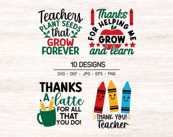 Paquete SVG para maestros, SVG de agradecimiento para maestros, clipart para maestros