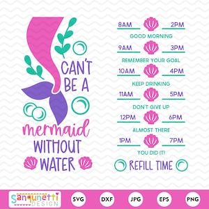 Traqueur de bouteille d'eau sirène SVG, SVG de prise d'eau, silhouette ou circuit
