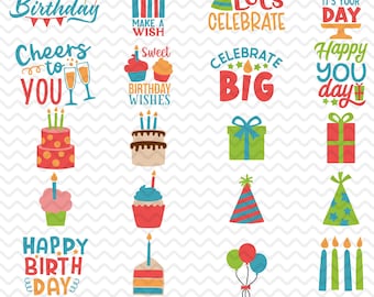 Happy Birthday SVG Clipart Bundle (Digital Download)