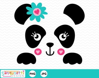 Panda clipart, bear clip art, kawaii digital art instant download
