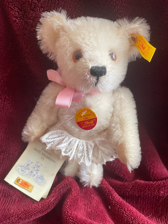ぬいぐるみ Antique Steiff Teddy Bear 1984 Steiff White Teddy Bear 16cm, 1984 Replica - Etsy UK