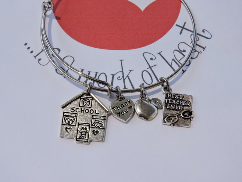 School Teacher Charm Bracelet Teacher Appreciation Teach Etsy