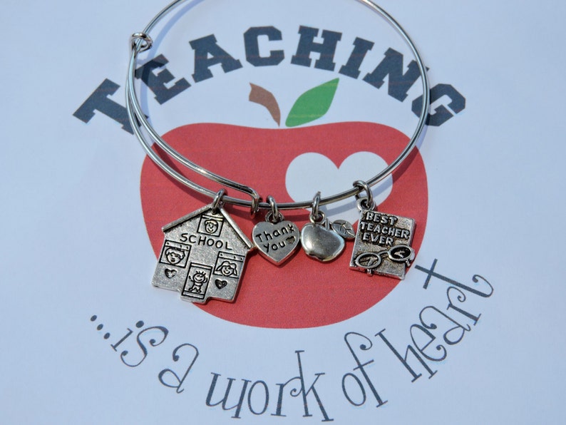 School Teacher Charm Bracelet Teacher Appreciation Teach Etsy