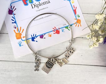 Girls School Graduation Bracelet, Pre School Bracelet, Kindergarten Bracelet, NOW with  2026 Graduation
