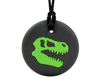 Fidget and Sensory Necklace in One – Autism ADHD Chewelry – Munchables Dino Skull
