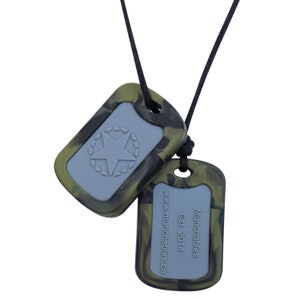Munchables Military Dog Tags Chewelry Necklace for Kids, Teens and Adults