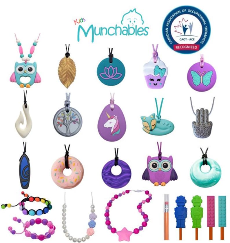 Munchables Cookie Sensory Chew Necklace \u2013 A Chewable Necklace Oral Motor Aid Ideal for Children and Adults